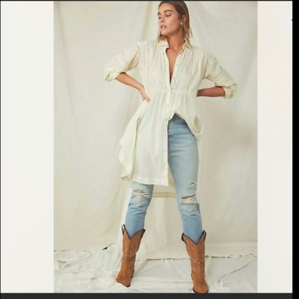 Free people Victorian Button Down Shirt Dress size Small
